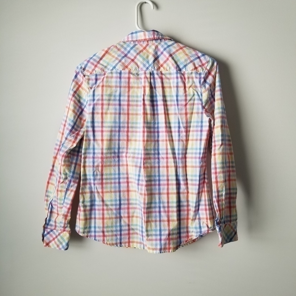 Talbots Rainbow Plaid Button Down Long Sleeve Dre… - image 5